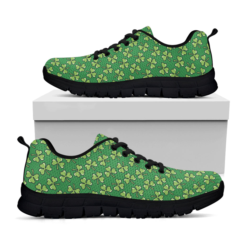 Cute Clover St. Patrick's Day Print Black Sneakers