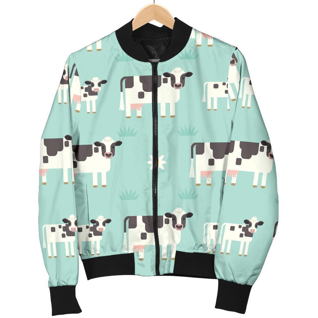 Cute Cow And Baby Cow Pattern Print Women's Bomber Jacket