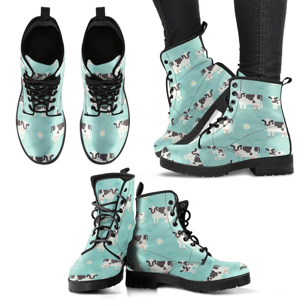 Cute Cow And Baby Cow Pattern Print Women's Boots