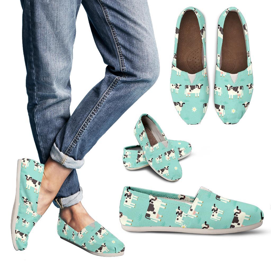 Cute Cow And Baby Cow Pattern Print Women's Casual Canvas Shoes