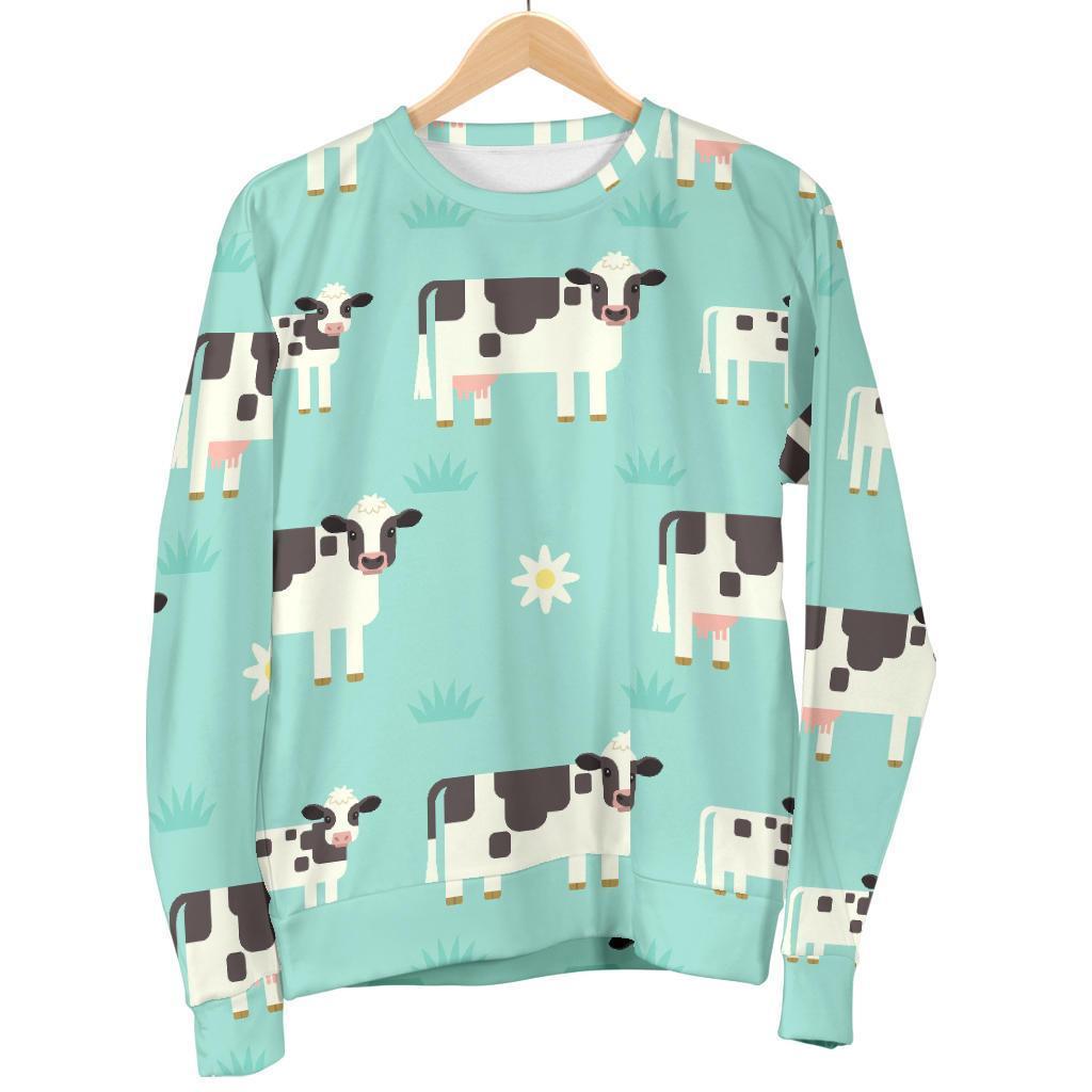 Cute Cow And Baby Cow Pattern Print Women's Crewneck Sweatshirt