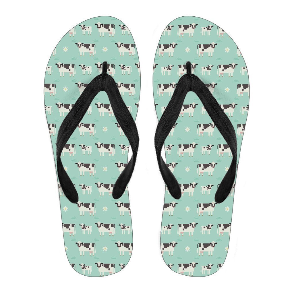 Cute Cow And Baby Cow Pattern Print Women's Flip Flops