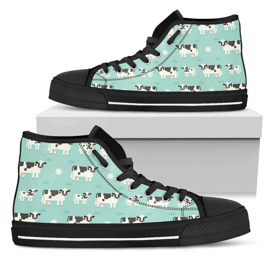 Cute Cow And Baby Cow Pattern Print Women's High Top Shoes