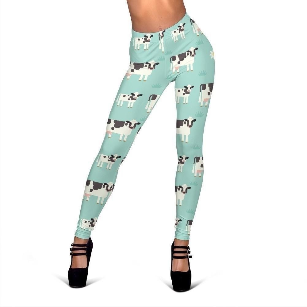 Cute Cow And Baby Cow Pattern Print Women's Leggings