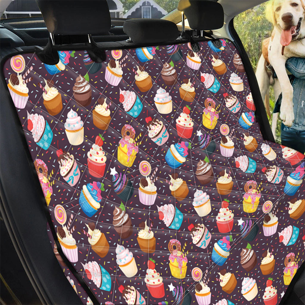 Cute Cupcake Pattern Print Pet Car Back Seat Cover