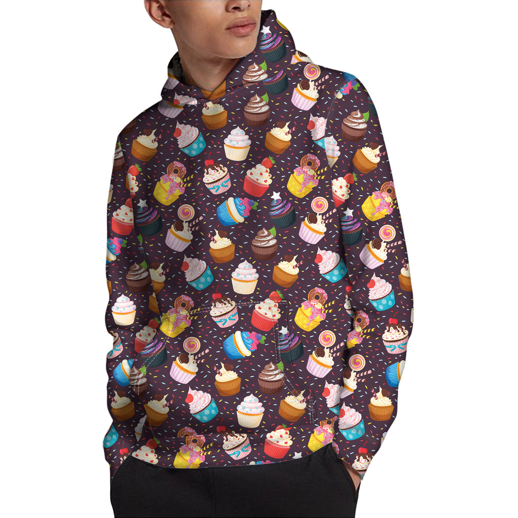 Cute Cupcake Pattern Print Pullover Hoodie