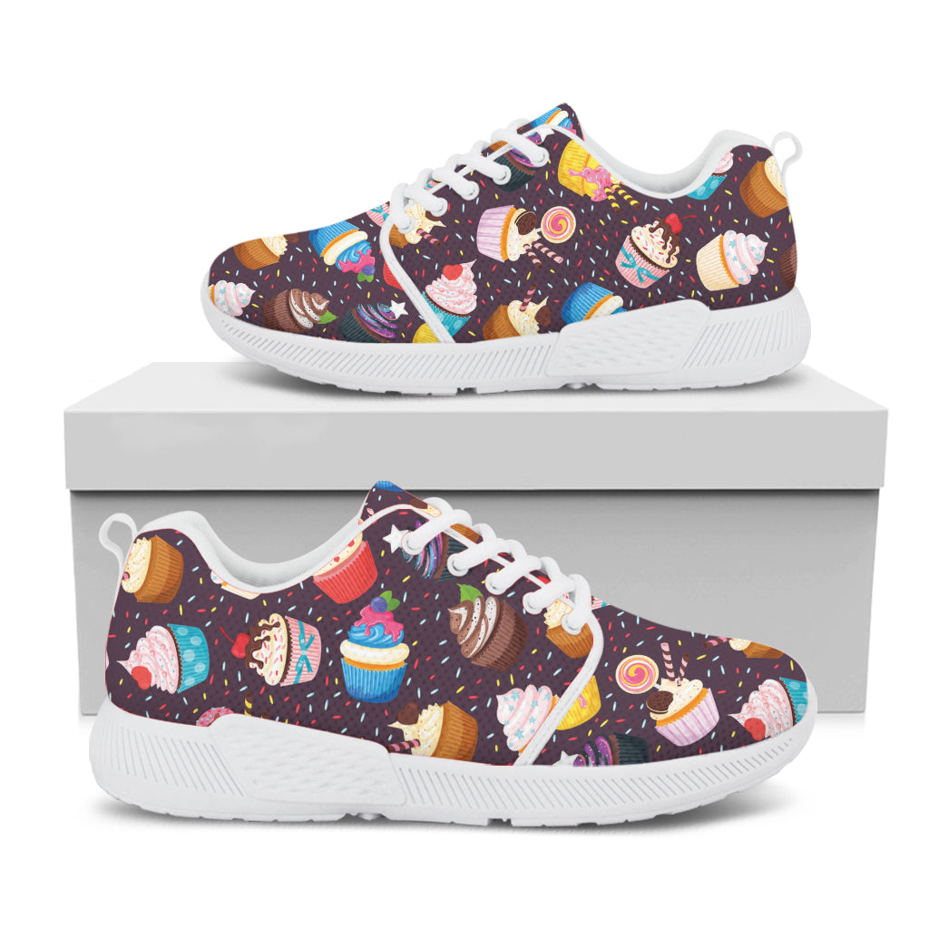 Cute Cupcake Pattern Print White Athletic Shoes