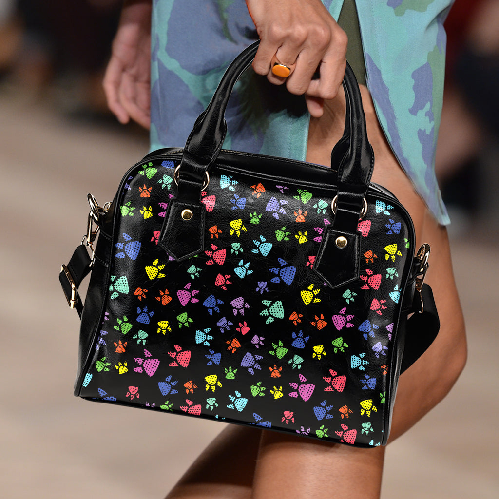 Cute Dino Footprint Pattern Print Shoulder Handbag