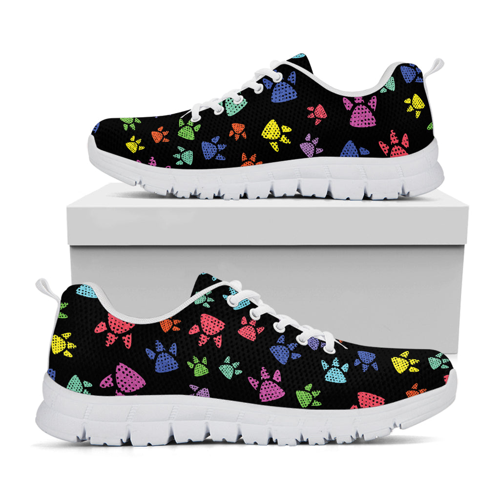 Cute Dino Footprint Pattern Print White Sneakers