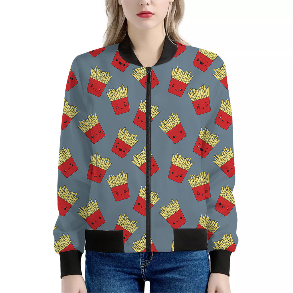 Cute French Fries Pattern Print Women's Bomber Jacket