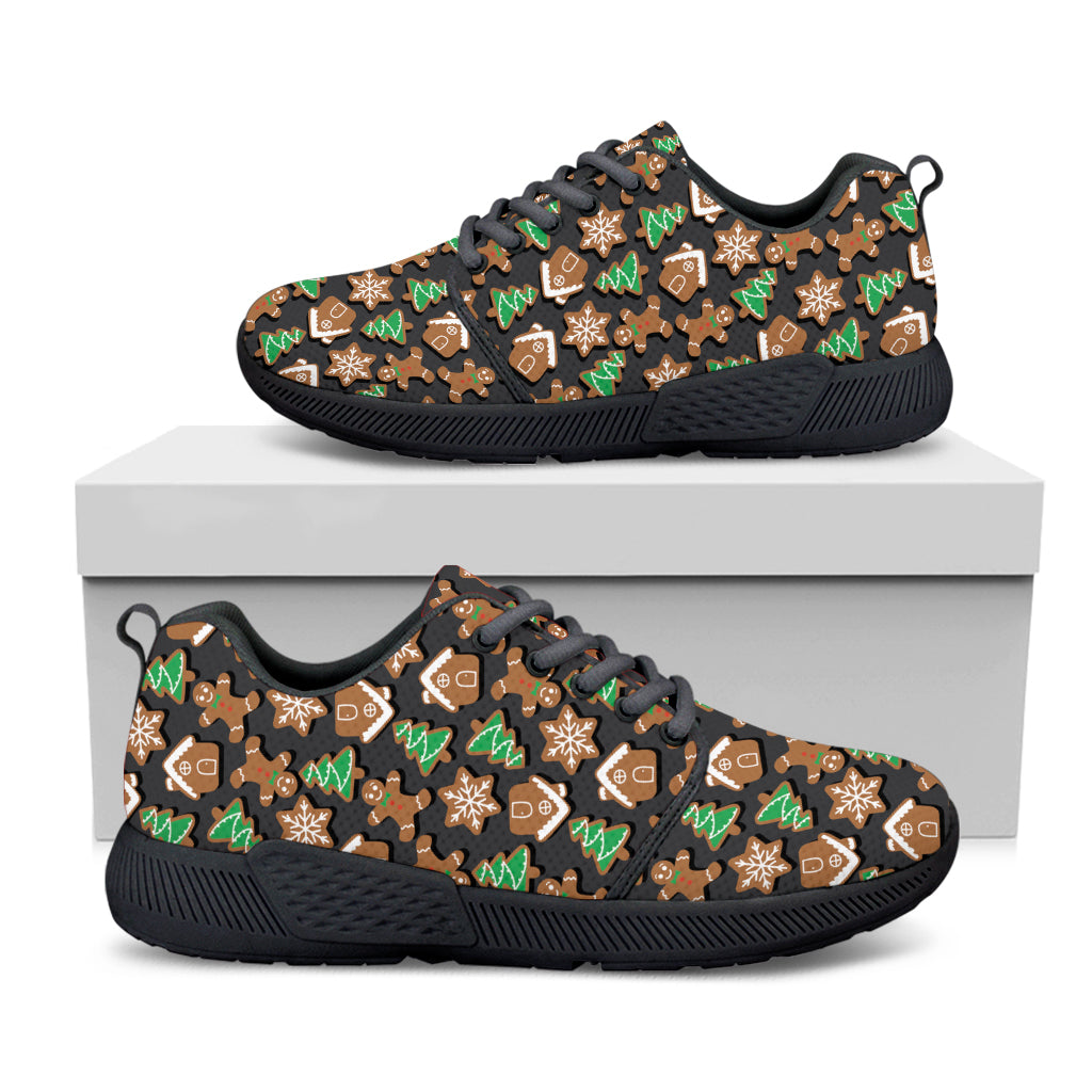 Cute Gingerbread Pattern Print Black Athletic Shoes