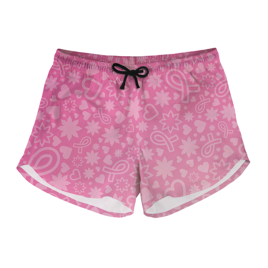 Cute Pink Breast Cancer Pattern Print Women's Shorts