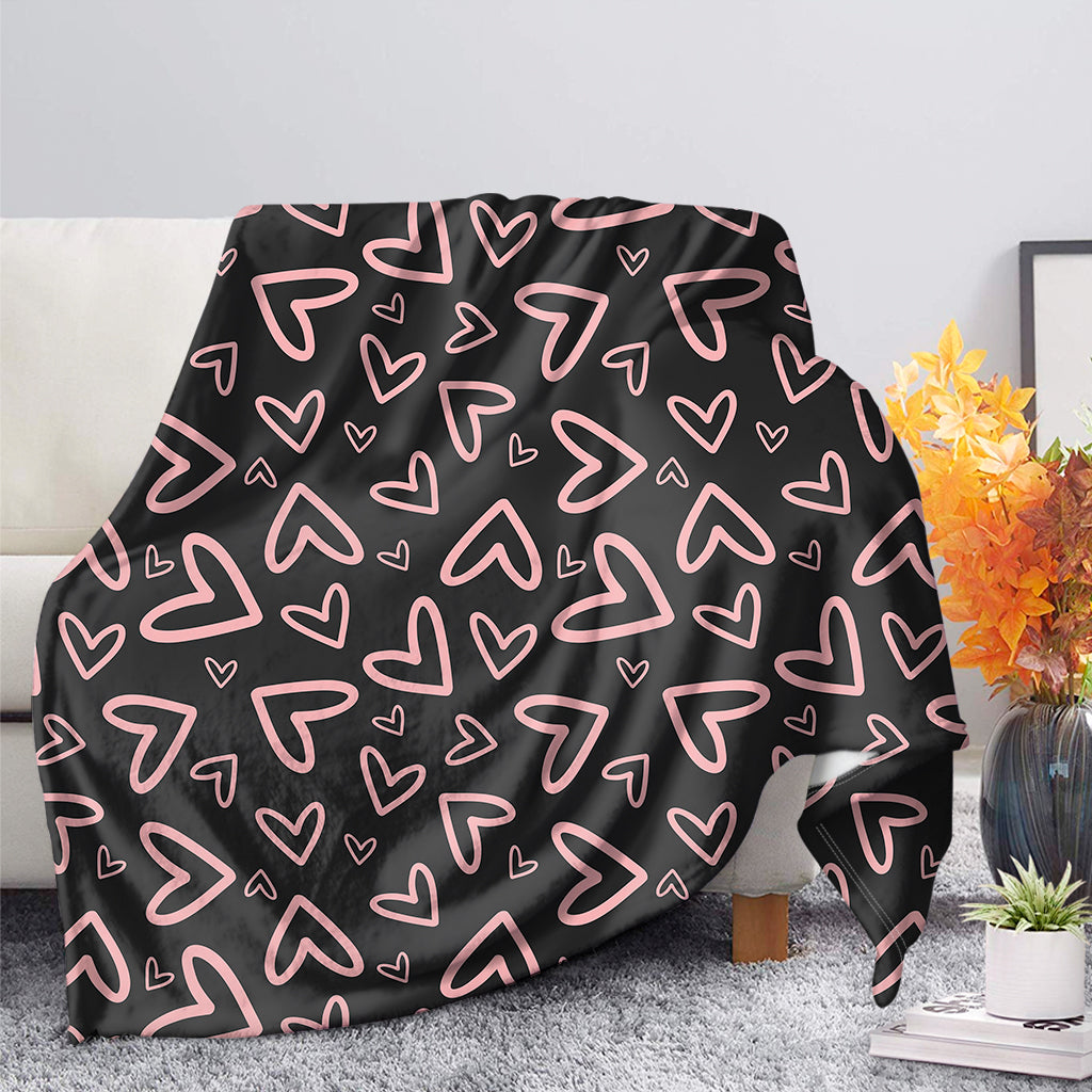 Cute Pink Heart Pattern Print Blanket