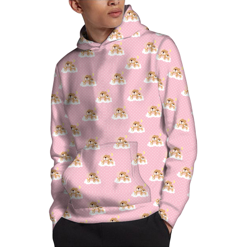 Cute Polka Dot Baby Bear Pattern Print Pullover Hoodie
