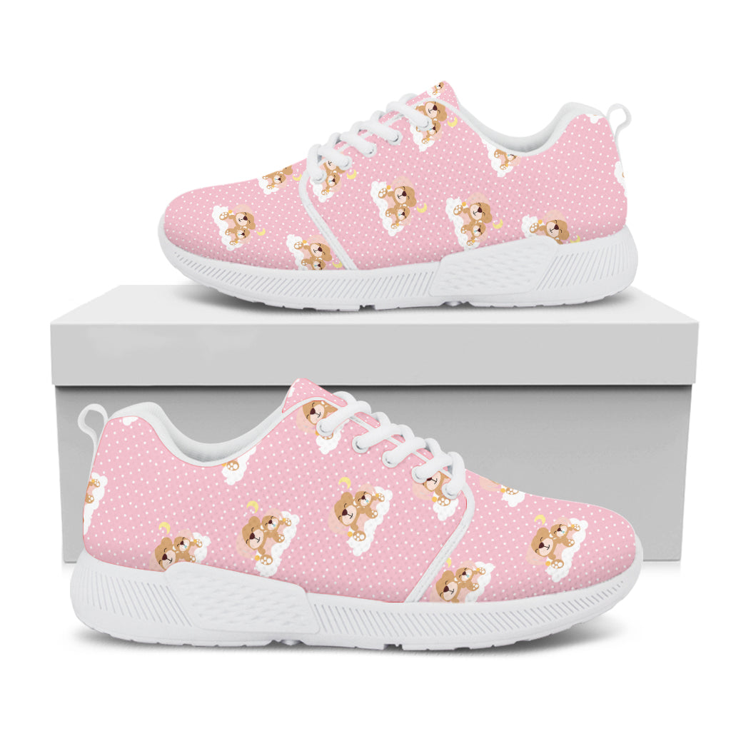 Cute Polka Dot Baby Bear Pattern Print White Athletic Shoes