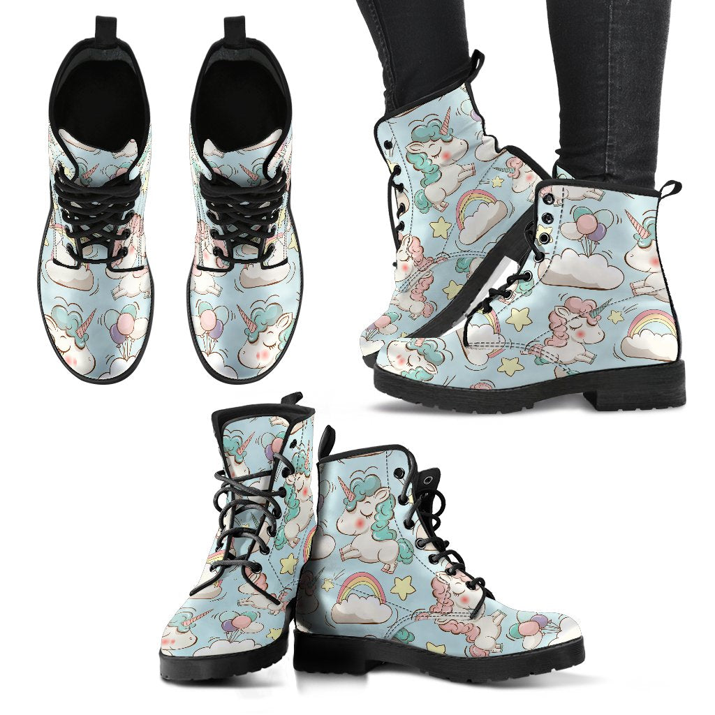 Cute Rainbow Unicorn Pattern Print Women's Boots