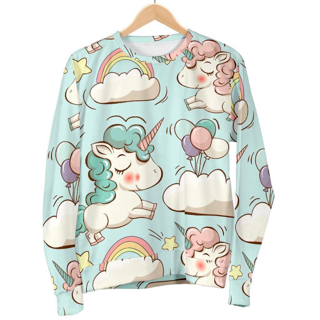Cute Rainbow Unicorn Pattern Print Women's Crewneck Sweatshirt