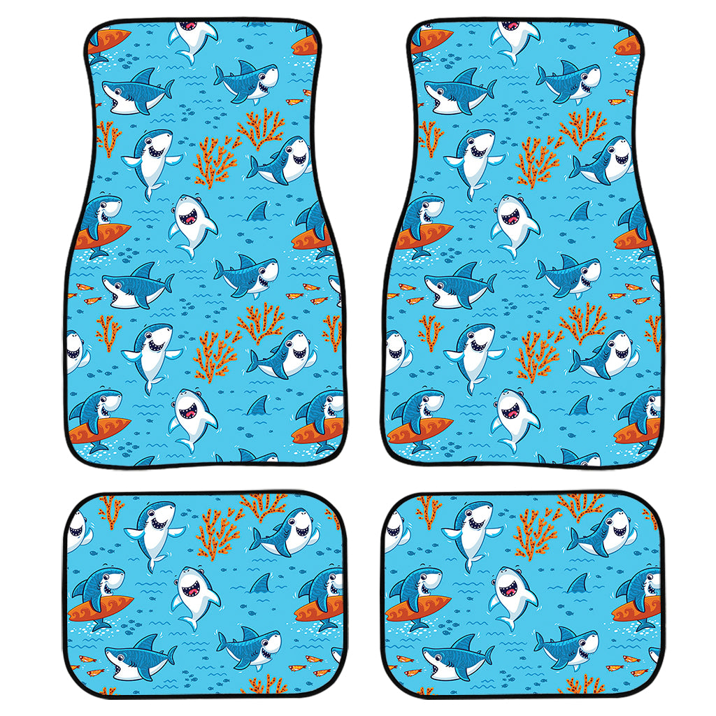 Cute Shark Pattern Print Front and Back Car Floor Mats