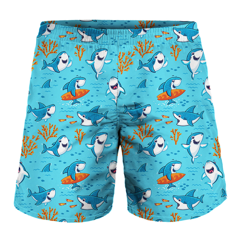 Cute Shark Pattern Print Men's Shorts