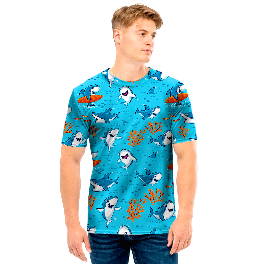 Cute Shark Pattern Print Men's T-Shirt