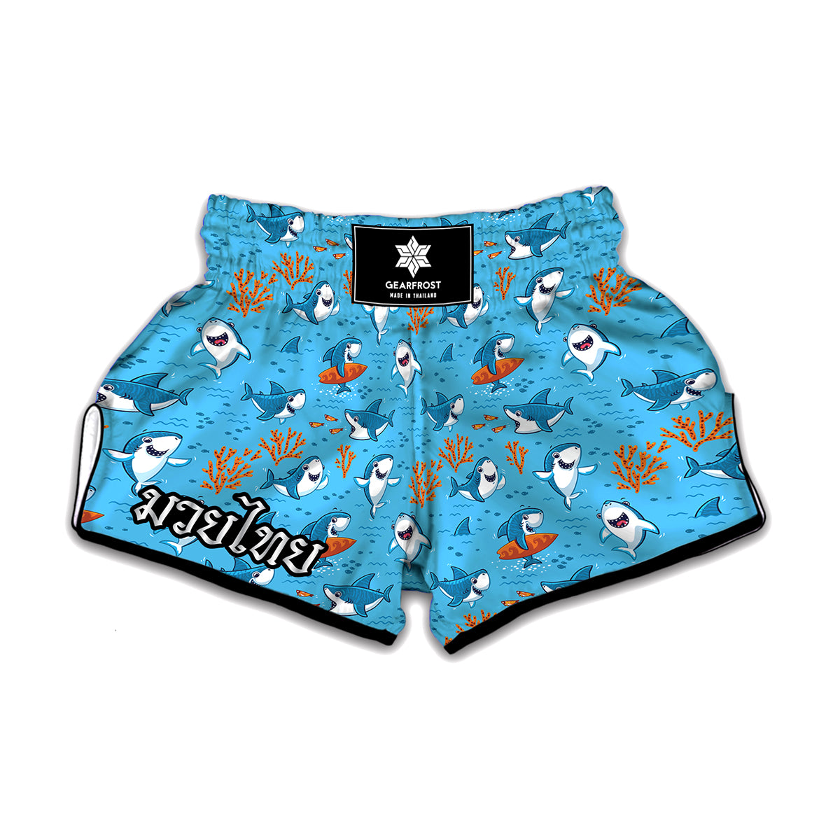 Cute Shark Pattern Print Muay Thai Boxing Shorts
