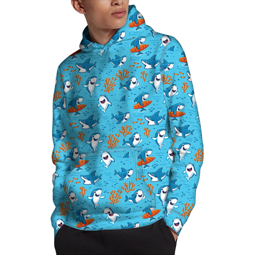 Cute Shark Pattern Print Pullover Hoodie