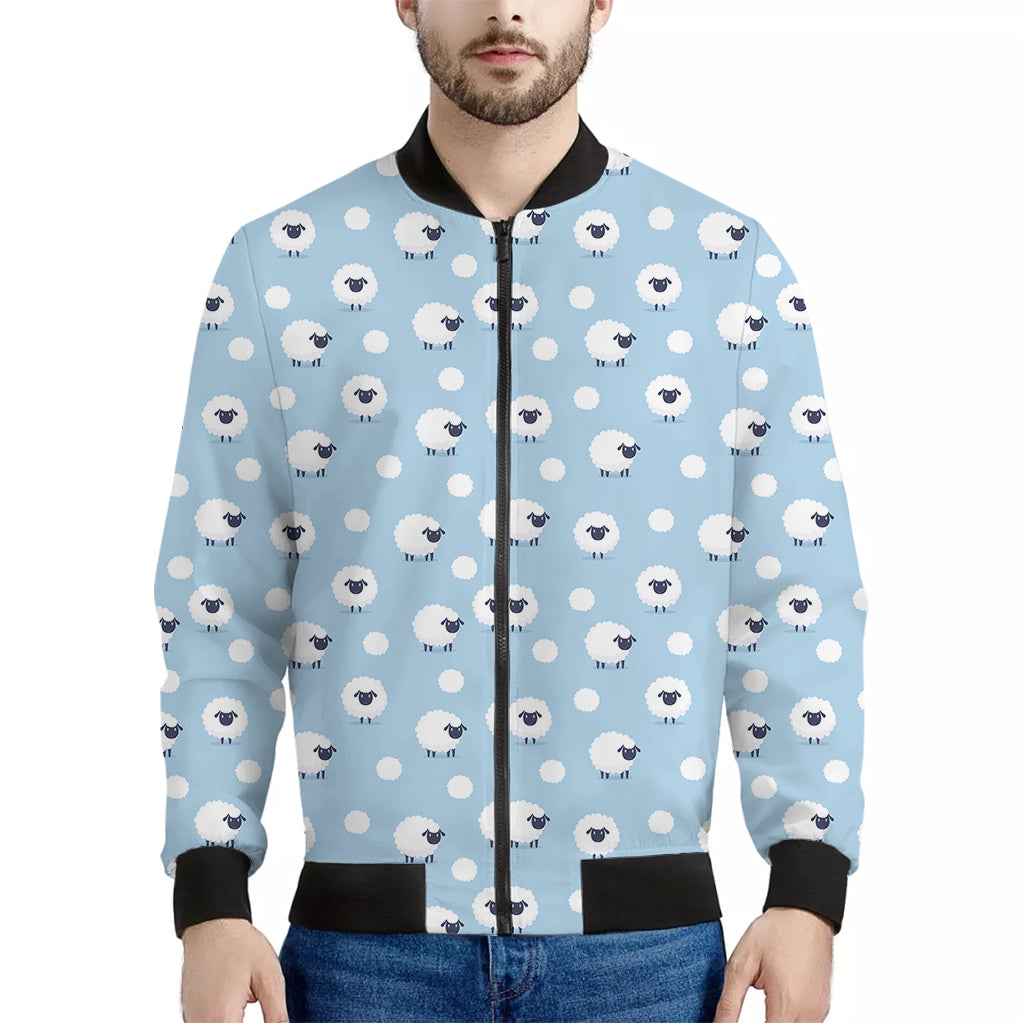 Cute Sheep Pattern Print Men's Bomber Jacket