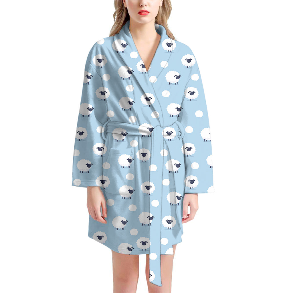 Cute Sheep Pattern Print Women's Bathrobe