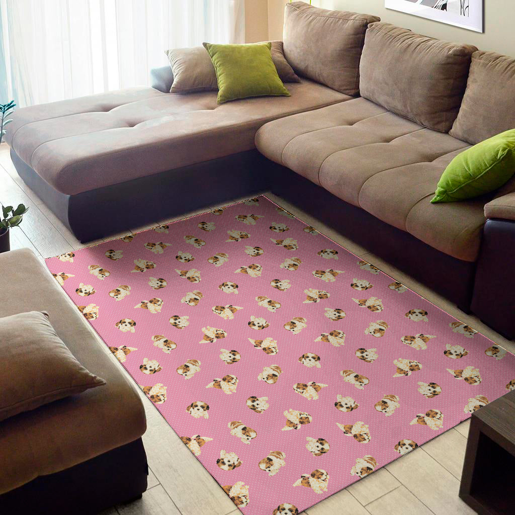 Cute Shih Tzu Pattern Print Area Rug