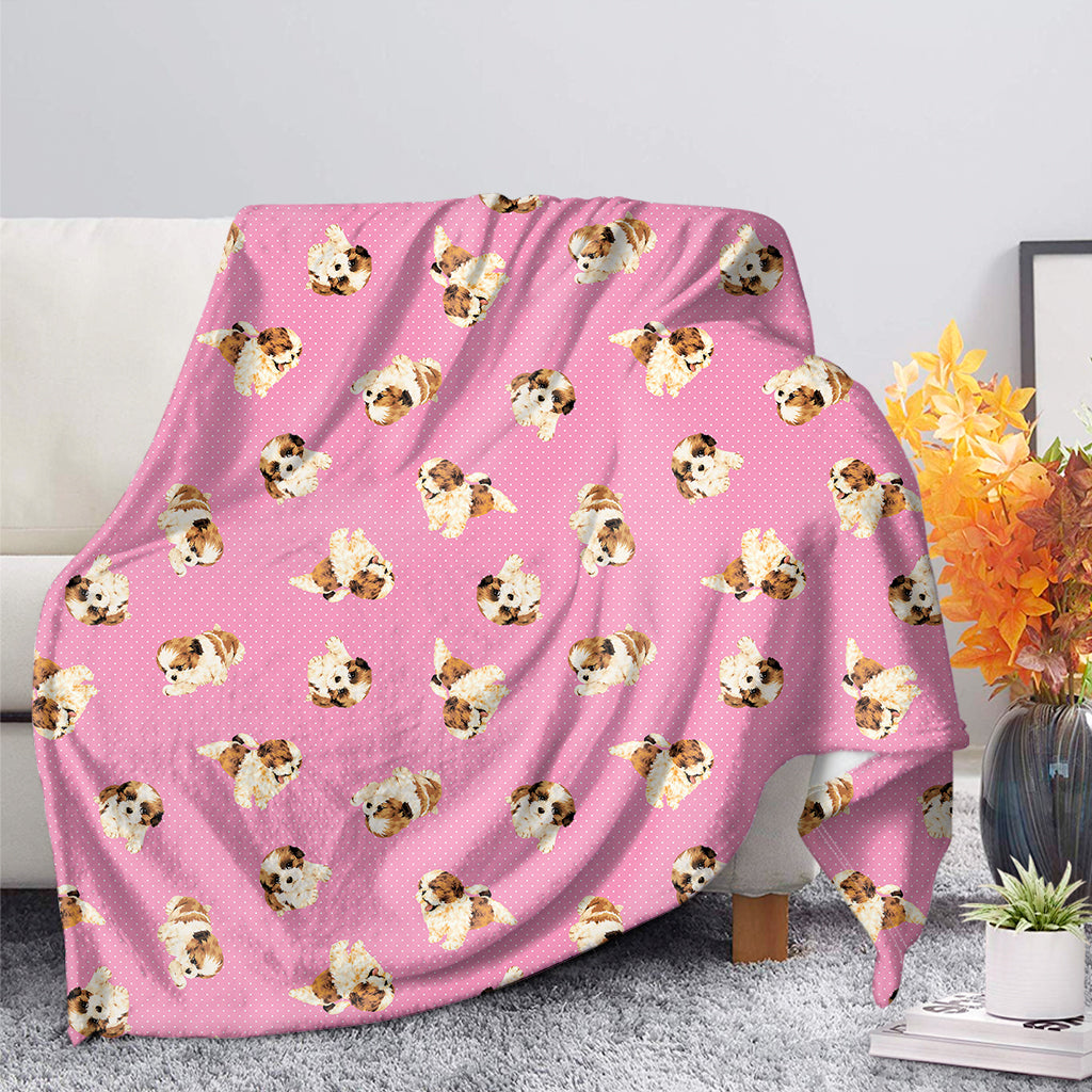 Cute Shih Tzu Pattern Print Blanket