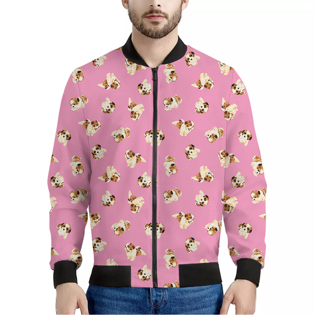 Cute Shih Tzu Pattern Print Men's Bomber Jacket