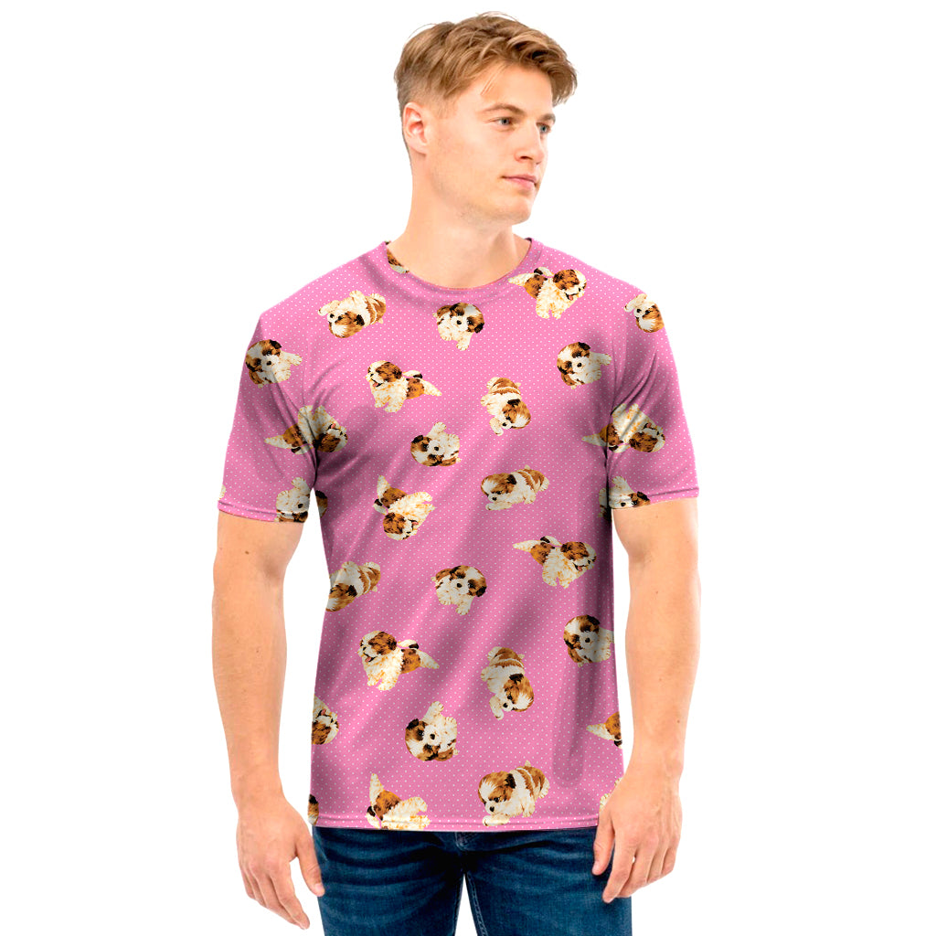 Cute Shih Tzu Pattern Print Men's T-Shirt