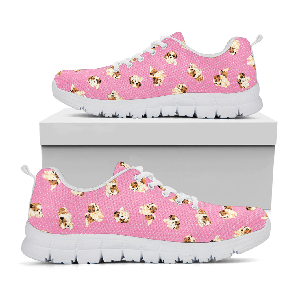 Cute Shih Tzu Pattern Print White Sneakers