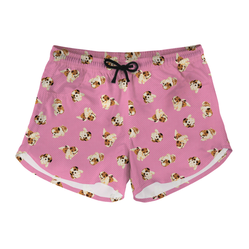 Cute Shih Tzu Pattern Print Women's Shorts