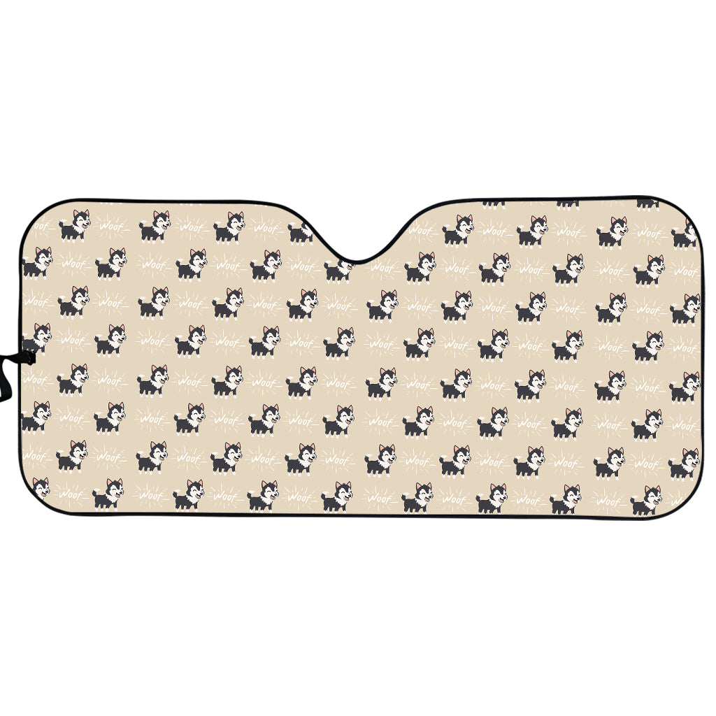 Cute Siberian Husky Pattern Print Car Sun Shade