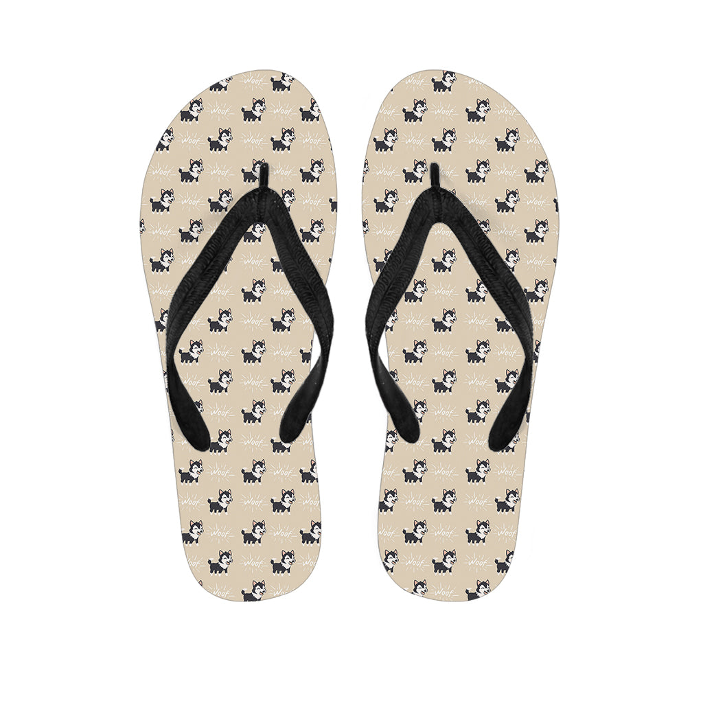 Cute Siberian Husky Pattern Print Flip Flops