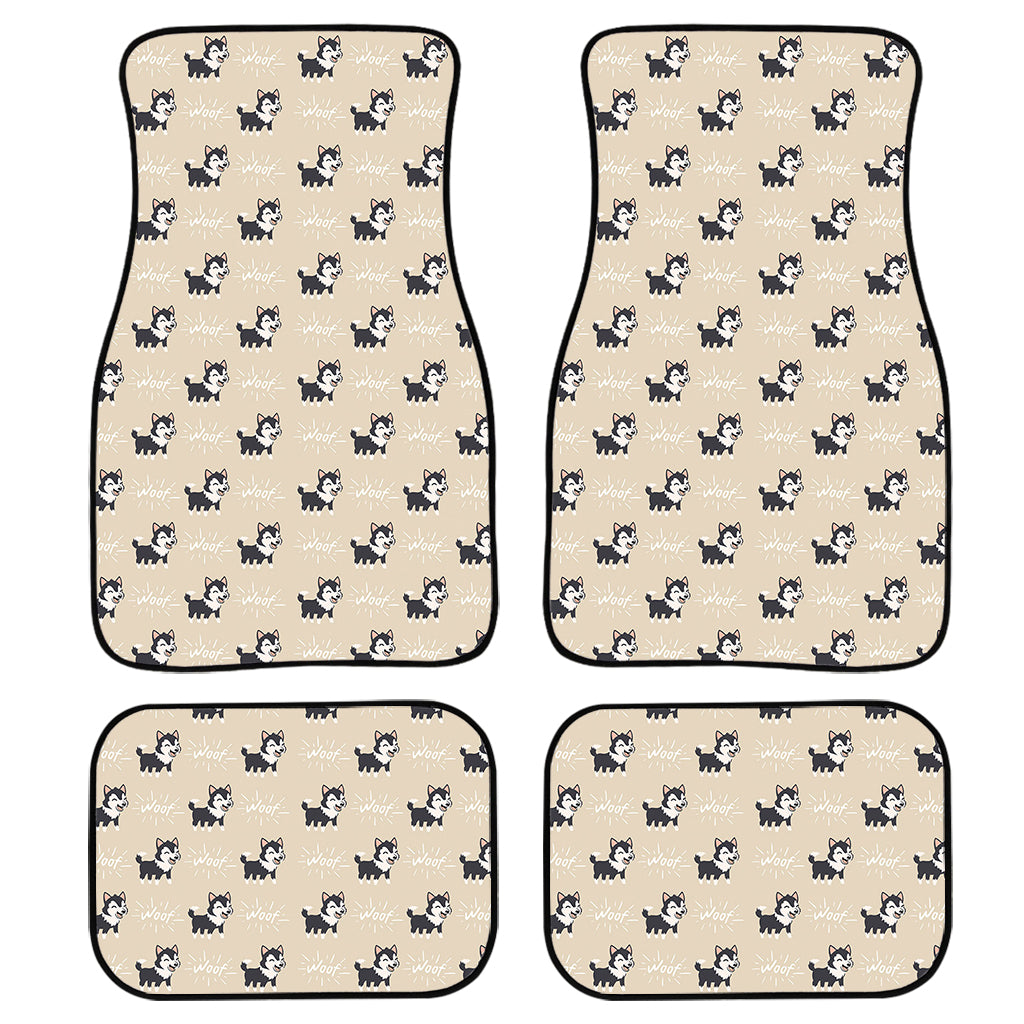 Cute Siberian Husky Pattern Print Front and Back Car Floor Mats