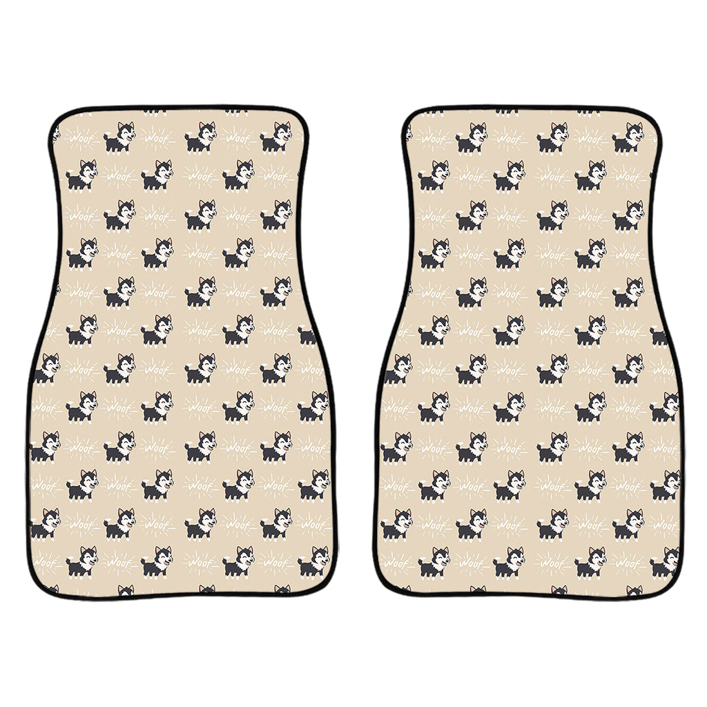 Cute Siberian Husky Pattern Print Front Car Floor Mats