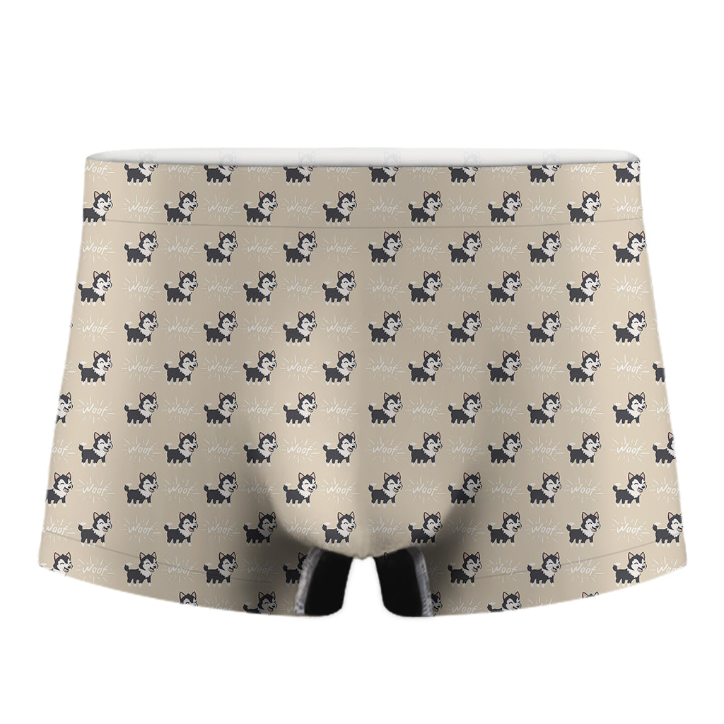 Cute Siberian Husky Pattern Print Men's Boxer Briefs