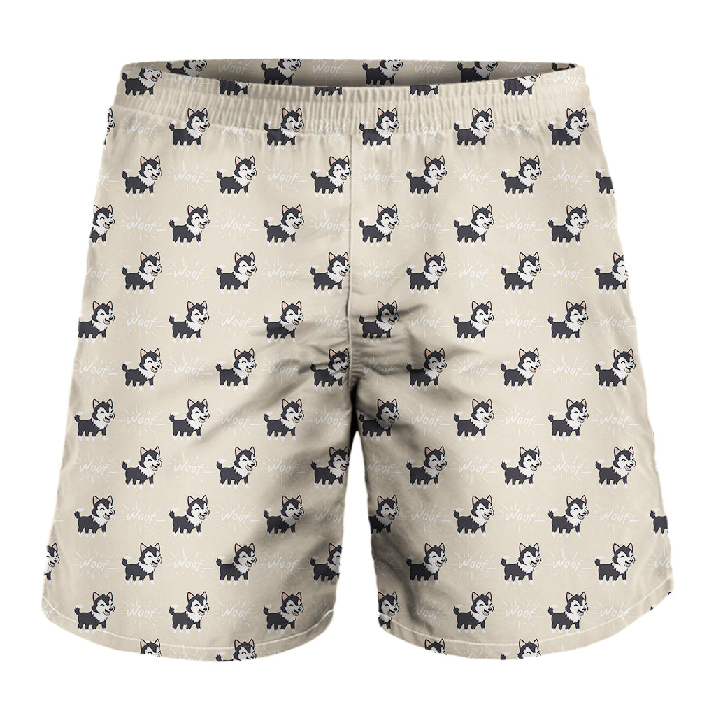 Cute Siberian Husky Pattern Print Men's Shorts