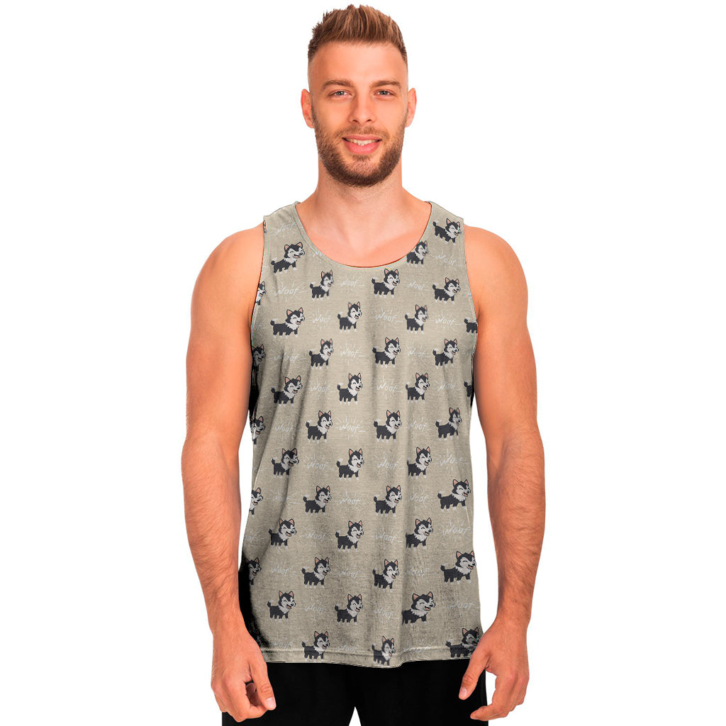 Cute Siberian Husky Pattern Print Men's Tank Top