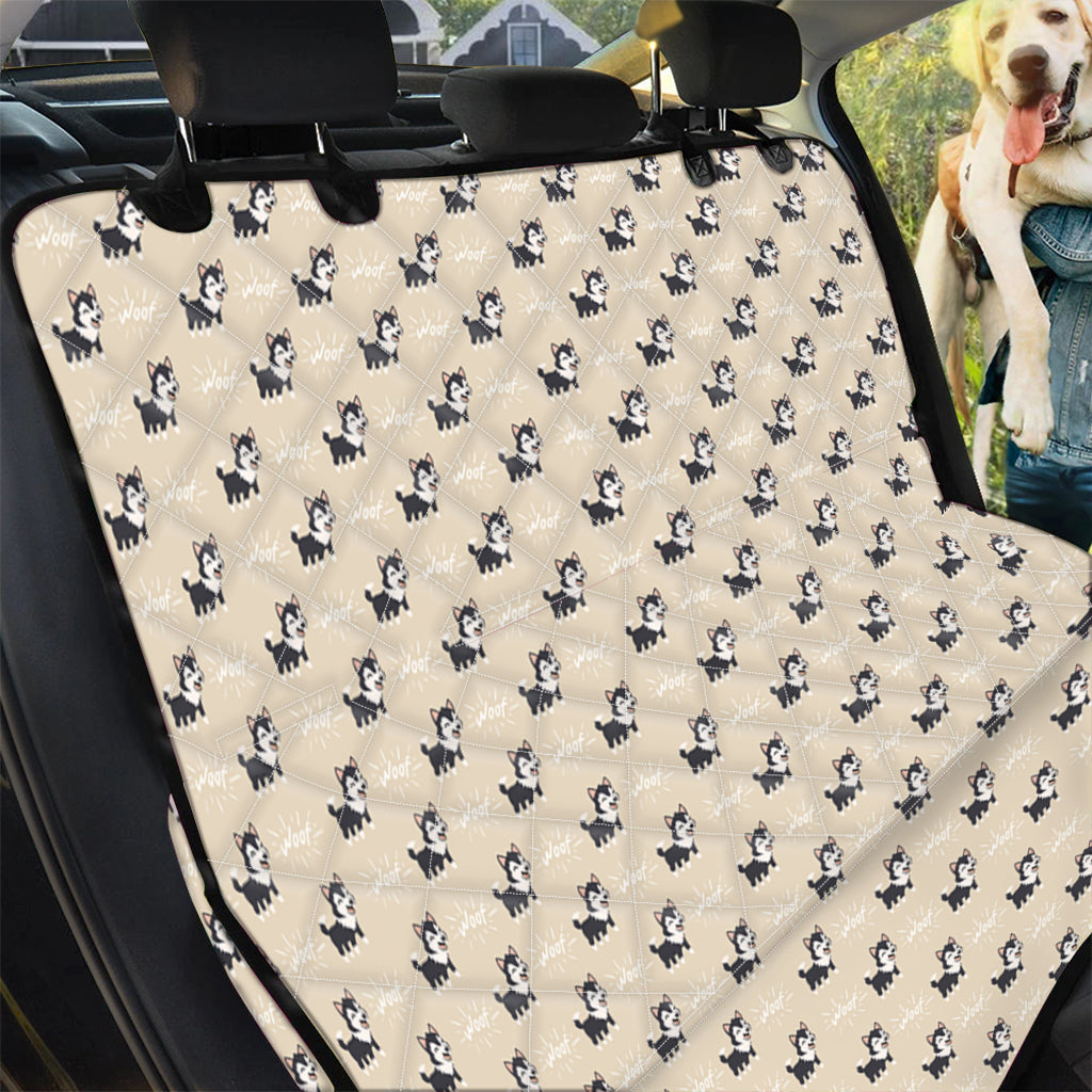 Cute Siberian Husky Pattern Print Pet Car Back Seat Cover