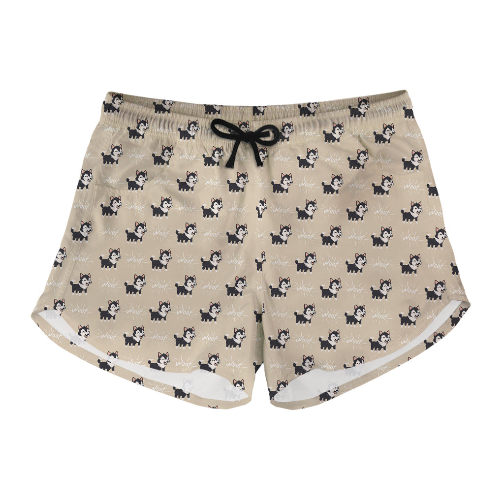 Cute Siberian Husky Pattern Print Women's Shorts