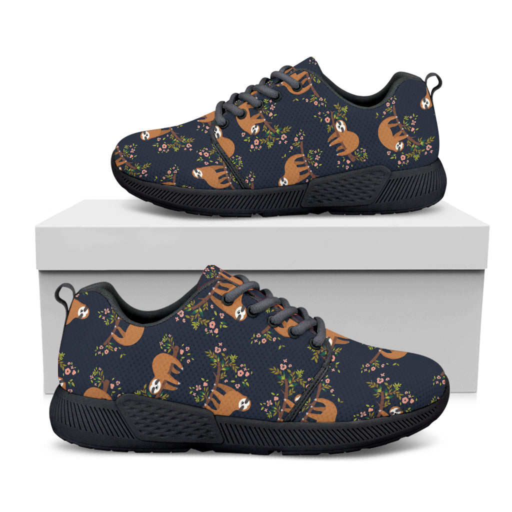 Cute Sloth Pattern Print Black Athletic Shoes