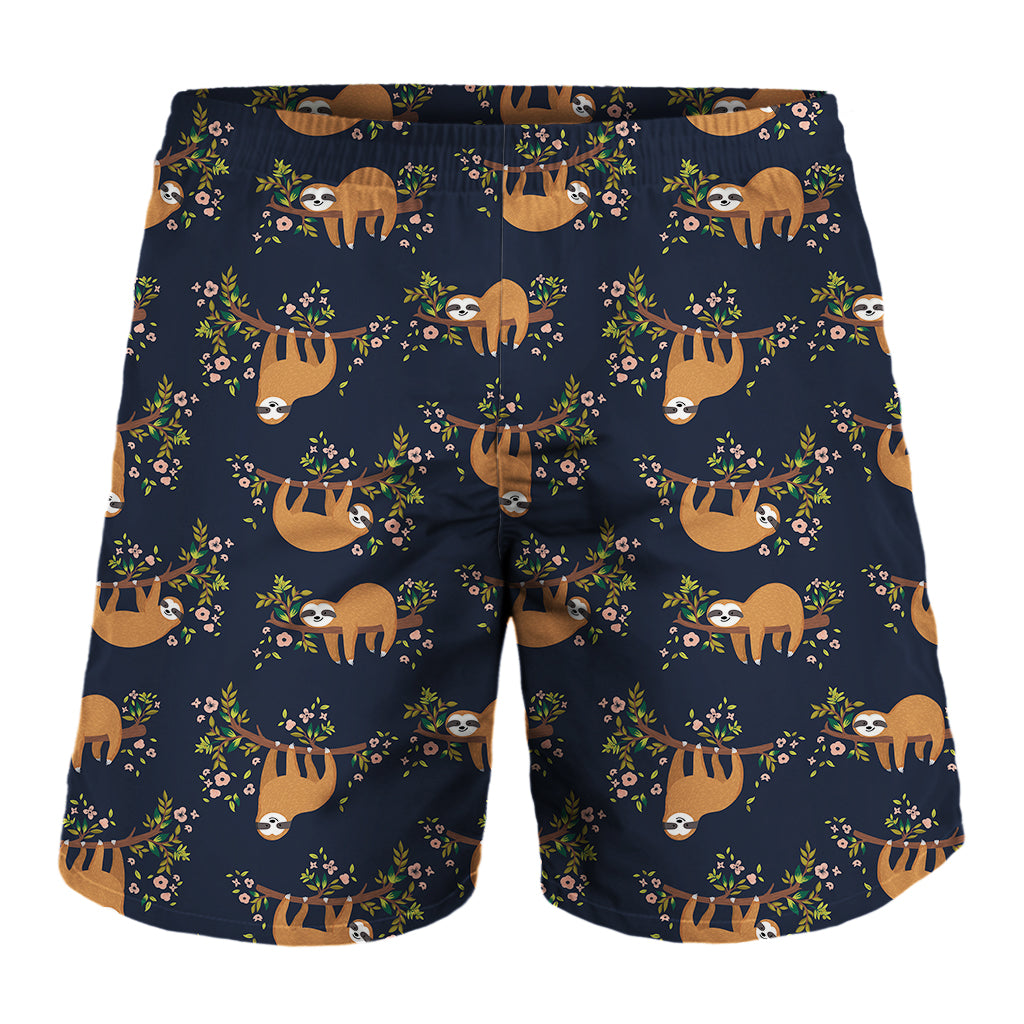 Cute Sloth Pattern Print Men's Shorts