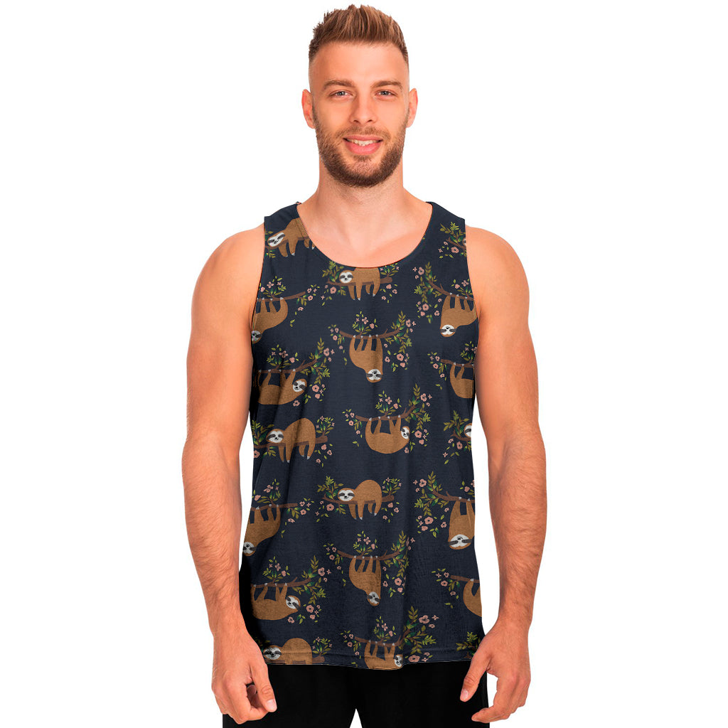 Cute Sloth Pattern Print Men's Tank Top