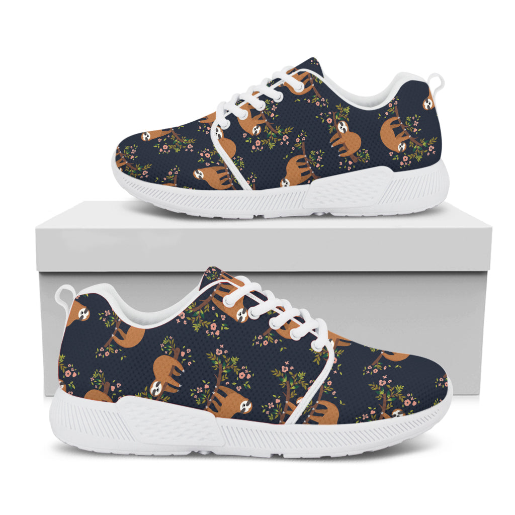 Cute Sloth Pattern Print White Athletic Shoes