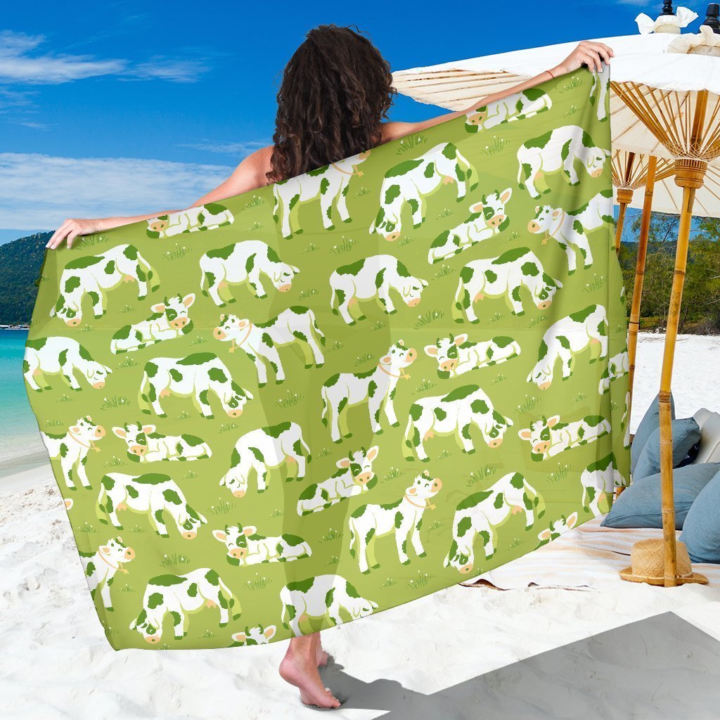 Cute Smiley Cow Pattern Print Beach Sarong Wrap