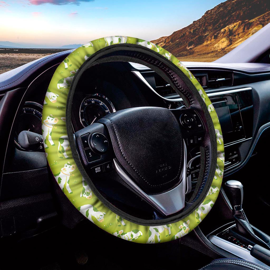 Cute Smiley Cow Pattern Print Car Steering Wheel Cover