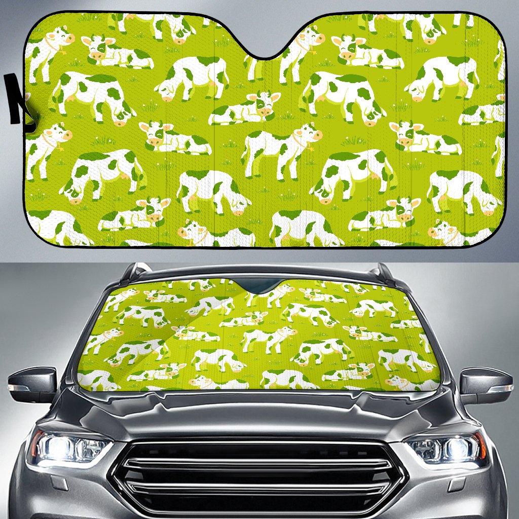 Cute Smiley Cow Pattern Print Car Sun Shade